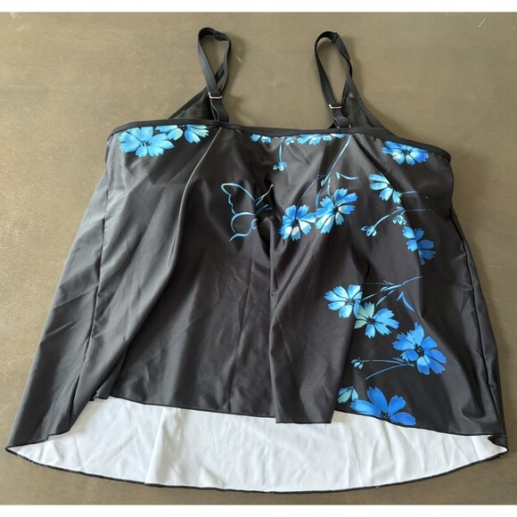 Womens swimsuit 2025 Tankini Swimsuit Tummy Control Flowy Swimwear top only 3XL - Picture 10 of 14